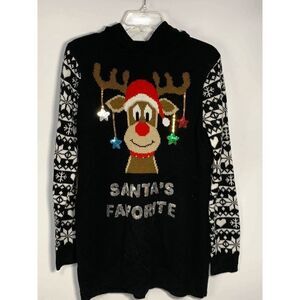 Santa's Favorite Rudolph Knit Hoodie Sweater (or size small sweater dress)